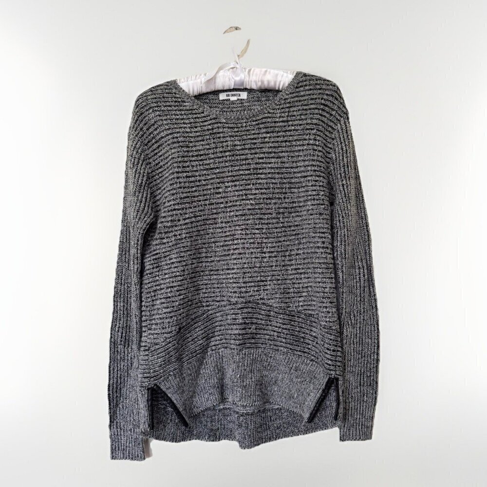BB Dakota SWEATER BLACK WHITE MARLED KNIT Size XS Lightweight Grey